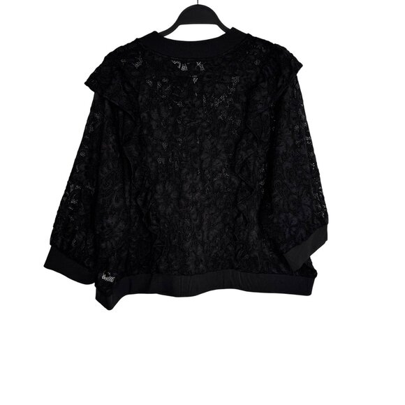 Torrid Ruffle Black Lace Bomber Jacket Plus Size 4XL Witchy Whimsigoth - Picture 6 of 12